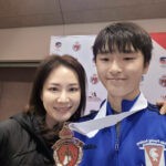 Adrian Byon (Bronze, Junior MS) with mom  |  AFM Super Regional SYC/RJCC, Santa Clara, November 2022