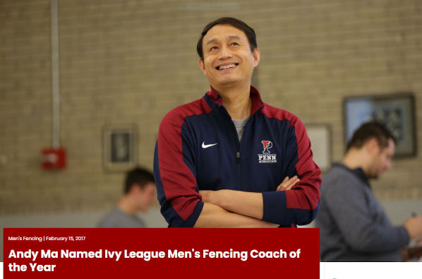 Andy Ma Named Ivy League Men's Fencing Coach of th Year