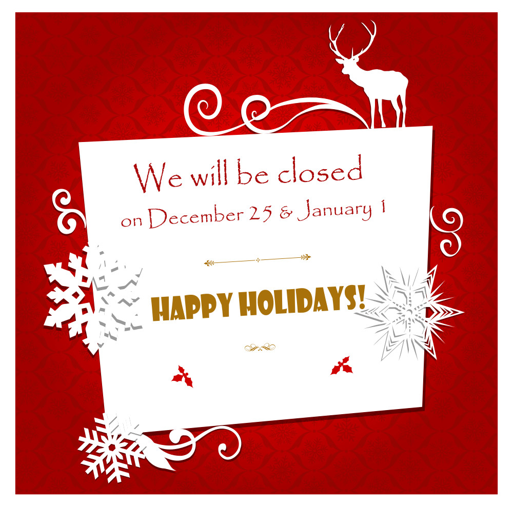 LJFA will be closed on December 25 and January 1