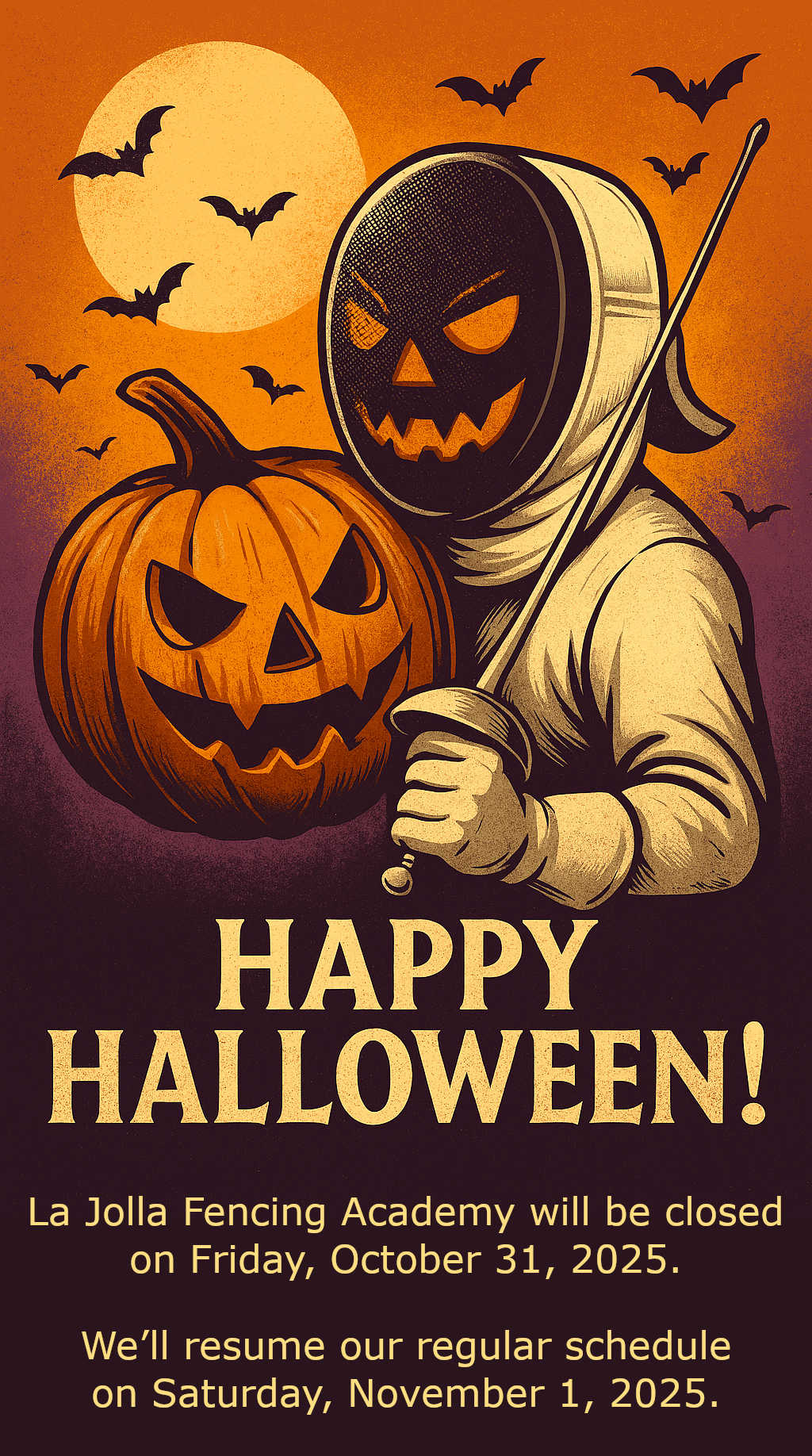LJFA will be closed on Halloween