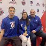Chloe Lo (Gold, Cadet WS) with coaches  |  AFM Super Regional SYC/RJCC, Santa Clara, November 2022