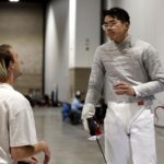 Coach Kostya strip-coaching Anthony for GOLD Cadets Men's saber || Junior Olympics, February 2023