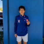 Ethan Sloan with his Top 8 medal and brand new E25 rating today competing in Y14 Mens Saber | 13th Annual Little Musketeers RYC/RJC, Torrance, October 2025