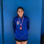 Lea Liquard with her bronze medal and brand new D25 rating | 13th Annual Little Musketeers RYC/RJC, Torrance, October 2025