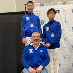Jeffrey 5th, Nathan Gold with coach Dmitriy. Fortune Fencing SYC/RCC, Ontario, March 2022