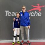 Ilya Aristov (GOLD, Y14 MS) with coach Pavel || San Diego Saber Youth Cup #6, February 2023