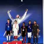 SAN DIEGO CUP, June 2019: Y14 Epee, LJFA Epee Medalists with Coach Sergey